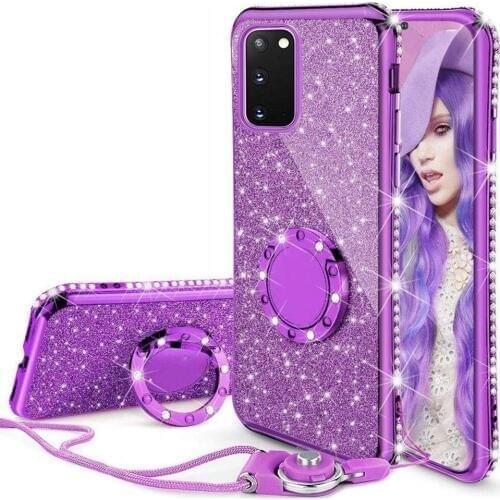 Diamond Case for Samsung Galaxy S20 Ultra S10 Note 10 Plus A71 A51 A81 A91 A21 A11 A01 A41 A31 M31 Glitter Ring Kickstand Cover