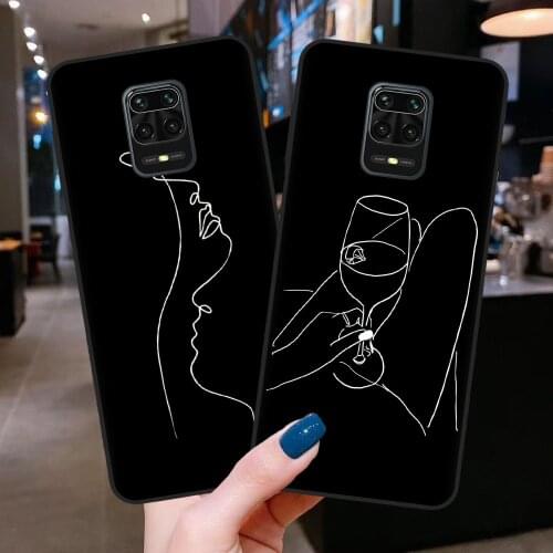 Fashion Abstract Women Face Line Phone Case For Fundas Xiaomi Mi 10T Lite 10 Ultra Redmi Note 9S 7 8 9 Pro 8T Couples Kiss Shell