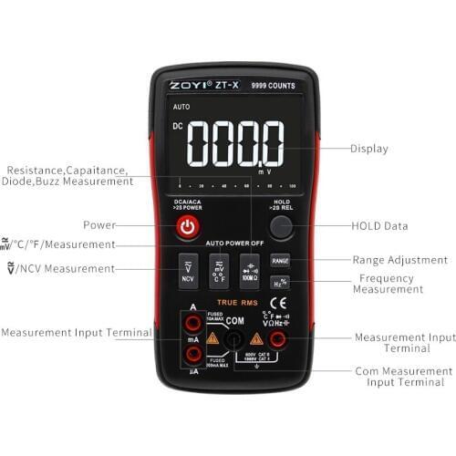 True-RMS AUTO Range Digital Multimeter AC/DC Voltmeter Ammeter 9999 counts NCV HOLD LCD backlight display like RM409B