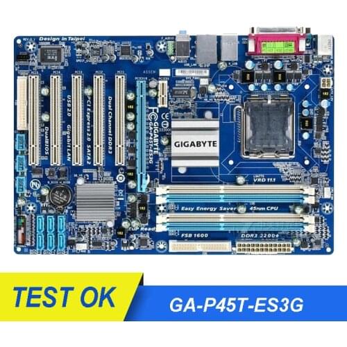 For GIGABYTE GA-P45T-ES3G Desktop Motherboard P45 Socket LGA 775 For Core 2 Pentium Celeron DDR3 16G ATX P43-ES3G Original Used