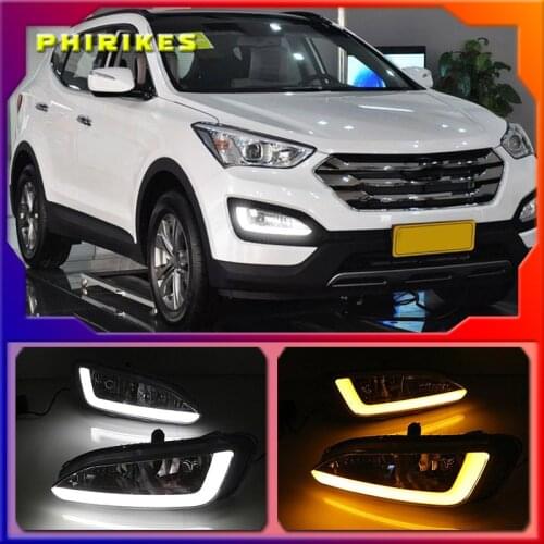 2pcs DRL For Hyundai Santa Fe IX45 2013 2014 2015 Driving Daytime Running Light fog lamp Relay LED Daylight style