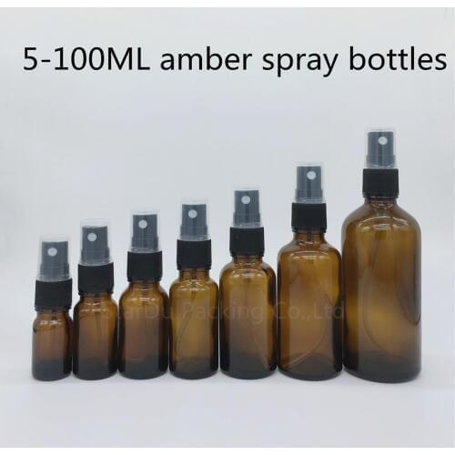 5ML 10ml 15ml 20ml 30ml 50ml 100ml amber glass bottle with Perfume sprayer, Essential Oil Spray Glass Bottle