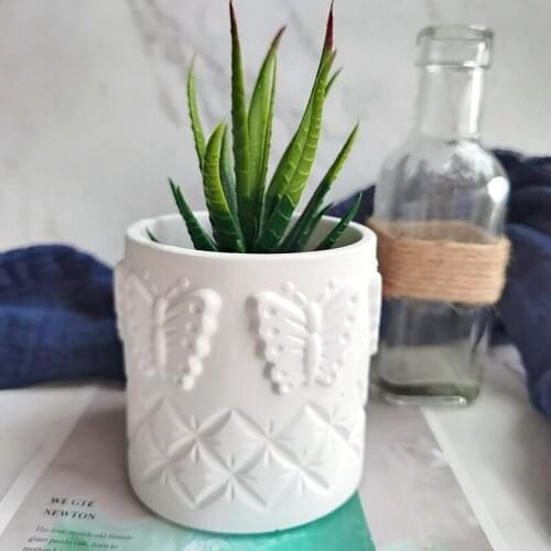 Butterfly Pattern Flower Pot Mold Handmade Concrete Planter Container Silicone Mold Cement Candle Cup Storage Box Epoxy Mould