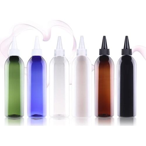 250ML X 24 Transparent Black Pointed Mouth Top Cap Plastic Bottle Containers DIY Painting Empty Plastic Container Jam Bottles