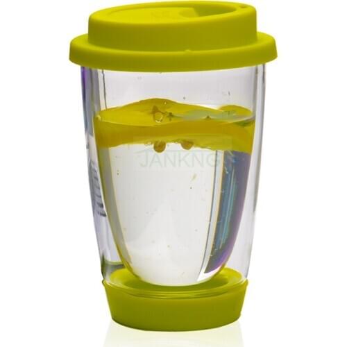 Colorful Heat-resistant Double Wall Glass Cup with Silicon Cover and Bottom Clean Coffee Tea Glass Mug Handmade Drinkware