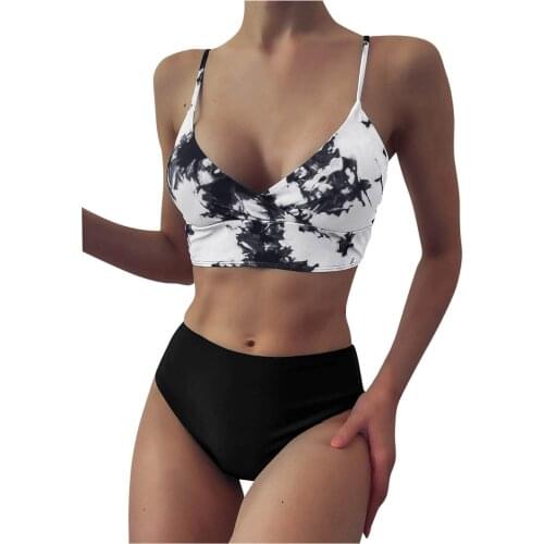TELOTUNY Womens swimsuits Women Bandeau Bandage Bikini Set Sexy High Waist Push-Up Brazilian Swimwear Beachwear Biquini