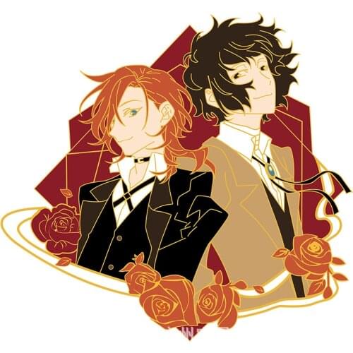 Bungo Stray Dogs Dazai Osamu Nakahara Chuuya Cosplay Metal Brooch Pin Alloy Badge Props