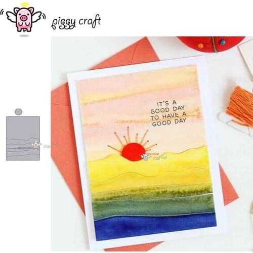 Piggy Craft metal cutting dies cut die mold Sun hillside sea wave frame Scrapbook paper craft knife mould blade punch stencils