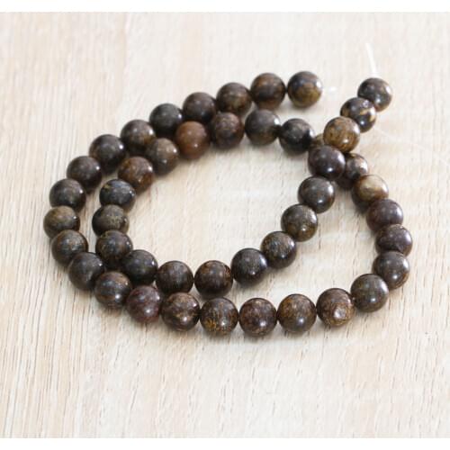 Fashion High Quality Meteorite Gem Natural Bronze Pyroxene Stone Smooth Loose Round Beads For Make DIY 6/8/10mm Bracelet Jewelry