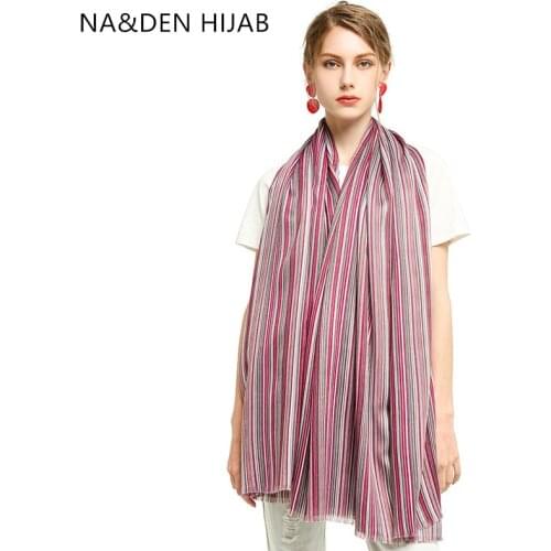 Islamic bandana Solid shalws Hi-Q ladies wraps Classic scarves Striped winter scarf Muslim hijab Viscose Long muffler 10pcs/lot