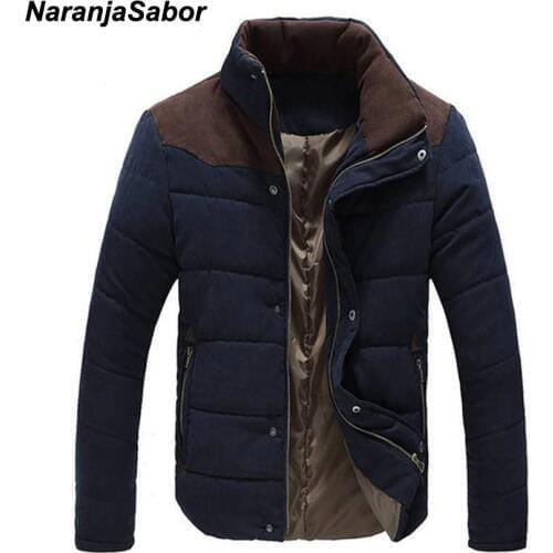 NaranjaSabor 2020 Mens Winter Coats Casual Thermal Solid Jackets Fashion Warm Patchwork Thick Parkas Mens Brand Clothing N454