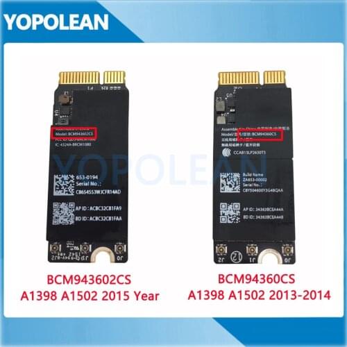 Original BCM94360CS BCM943602CS Wifi Card Bluetooth 4.0 4.1 For Macbook Pro Retina A1502 A1425 A1398 802.11ac 2013 2014 2015