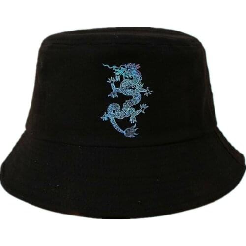 LDSLYJR 2021 fashion joker dragon print Bucket Hat Fisherman Hat outdoor travel hat Sun Cap Hats for Men and Women 90