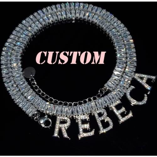 Personalized Names Jewelry Icy CZ Stones Custom Letters Choker Bling Initial Name Necklace&Monogram Personalised Gifts for Mom