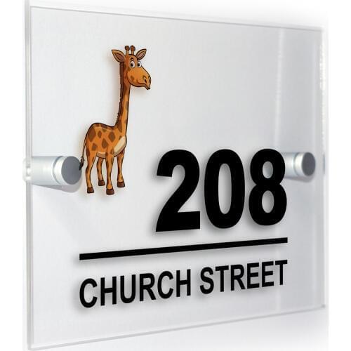 DIY House Number Giraffe Modern Style Personalised House Number Acrylic Sign Plaque