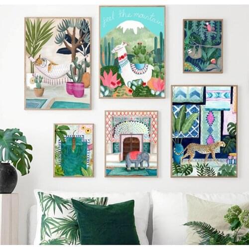 Leopard Leopard Lama Leopard Print Nordic Nordic Posters and Prints Animal Wall Art Canvas Painting Mural Living Room Home Decor