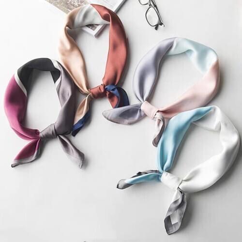 Fashion Hijab Scarf For Women Print Faux Silk Hair Scarfs Kerchief 70*70cm Square Neckerchief Headband Scarves For Ladies