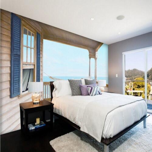 Custom mural sea balcony hammock mural living room restaurant wallpaper lounge corridor cafe custom mural