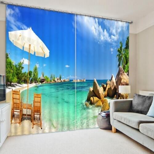 Luxury Blackout 3D Window Curtains For Living Room Bedroom seaside curtains
