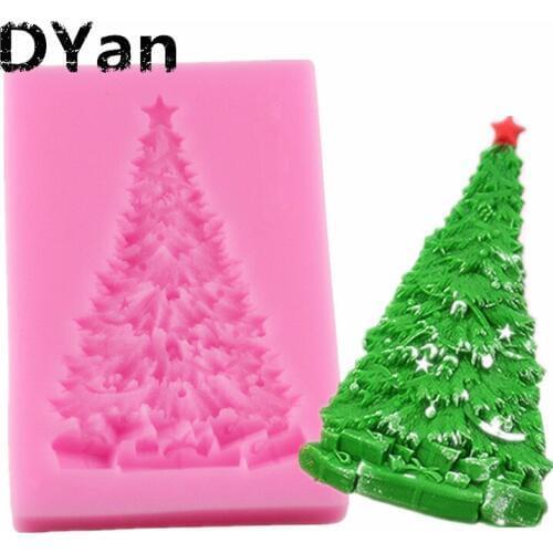 DIY Christmas Tree Silicone Molds Christmas Cake Decorating Fondant Mold Sugarcraft Candy Chocolate Gumpaste Moulds A1409