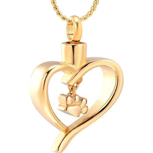 Infinity Pet Paw Print Heart Cremation Pendant Stainless Steel Keepsake Ashes Urn for Dog/Cat Memorial Necklace Women Jewelry
