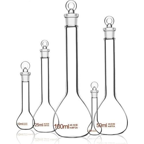 Glass Volumetric Flask Transparent Container Bottle Transparent Flask With Glass Plug 1mL/2mL/ 5mL/ 10mL/ 20mL/25mL/ 50mL/ 100mL