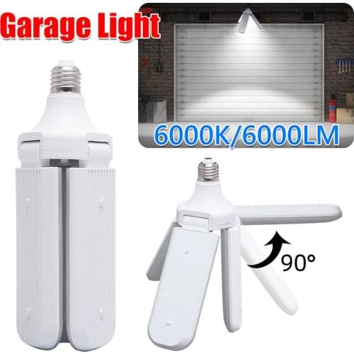 E27 6000K 6000LM LED Garage Ceiling Light Fixture Deformable Work Shop Lamp