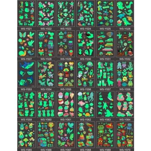 Tattoo Stickers Luminous Child Kid Temporary Tattoos Glow Paste for Children Body Art Mermaid Sticker (Y001-Y044)