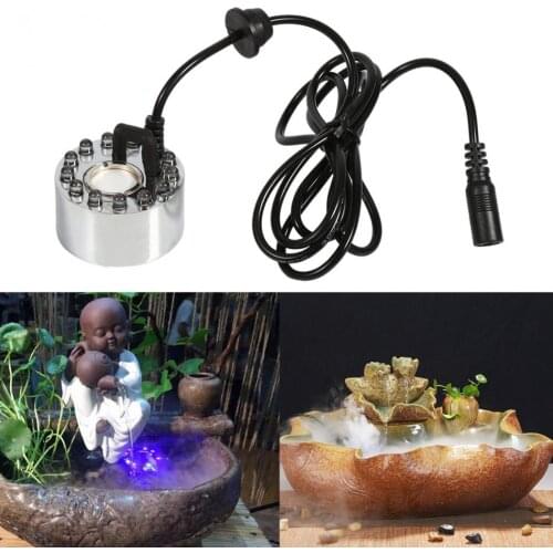 24V Color Changing Ultrasonic Mist Maker Fogger Water Fountain Pond Atomizer Air Humidifier 12 LED Color Changing With Adapter