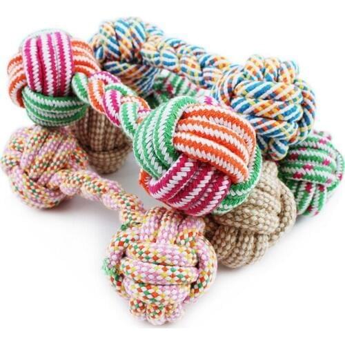 Pet Dog Teeth Clean Rope Play Toys Bone Shape Cotton Rope Chew Toys Rope Toys Pet Dog Grind 21cm Assorted Colors Supply