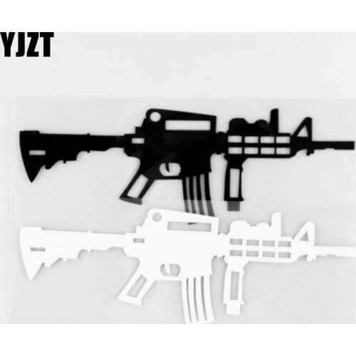YJZT 5.0×15.0CM Car Sticker Gun Vinyl Weapon Design Personality Art Decoration Black / Silver 20C-0147