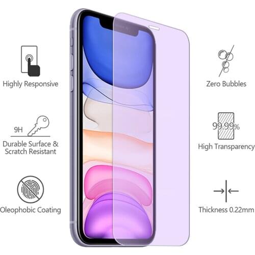 Anti Blue Light tempered glass for iphone 6 6s 7 8 plus x xr xs 11 pro max SE phone screen protector on glass protective film