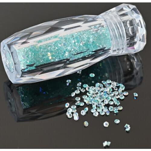1Bottle Japanese Resin Acrylic Pointy Bottom Nail Crystal Nail Art Gems Stone Nail Supplies Decor AB Color Micro Rhinestone Tr68