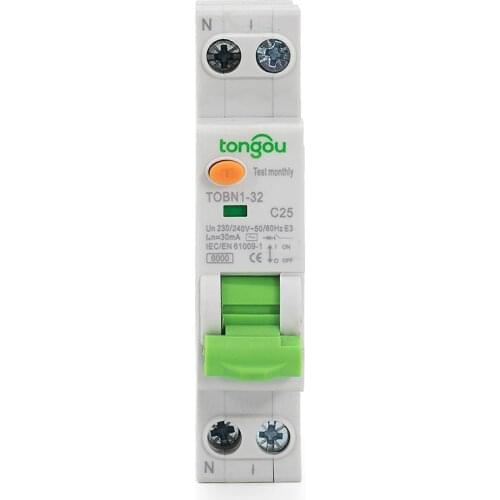 18MM 1P+N 220V 50/60Hz Residual current Circuit breaker with over and short current Leakage protection 6A-32A RCBO