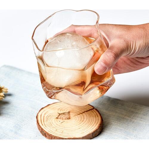 Free Shipping 2 PCS 250ml Creative Distorted Shape Whisky Glasses Old Fashioned Glass Water Glass,Juice Glass Set of 2