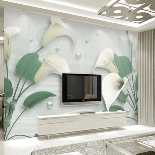 Custom 3D Wallpaper Poster Noble Jewelry Flower Calla Lily Mural Living Room TV Sofa Home Decor Background Wall Cloth Stickers