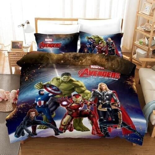 3d Iron Man Marvel Captain Printed Bedding Set Polyester Cartoon The Avengers twin queen size Duvet Cover Set with Pillowcases