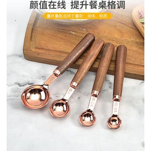 4Pcs/8Pcs Stainless Steel Plating Spoon Cooking Kitchen Gadgets Rose Gold Cake Kitchen Multi Purpose Measuring Tool Sugar Scoop