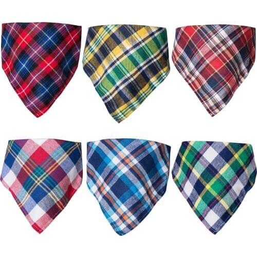6 Pack of Dog Bandana Washable Reversible Bibs Scarf, Plaid Painting Kerchief for Small/Medium Dogs and Cats