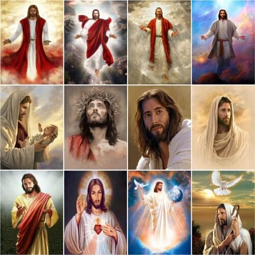 AZQSD Paint By Number Frame Jesus Hand Painted Modern Wall Art Gift Oil Painting By Number Canvas Religion Kits Handmade Decor