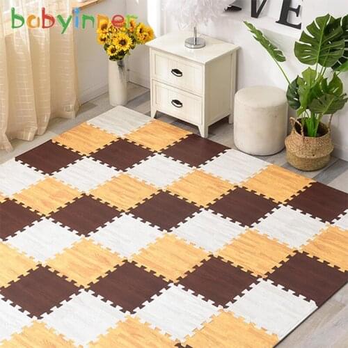 Babyinner 30*30*1cm Baby Mat Splicable Imitation Wood Grain Infant Play Mats Soft Waterproof Anti-skid EVA Material Baby Mat