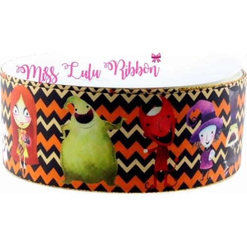 6mm-75mm Happy Halloween Printed Grosgrain Ribbon Hair Bow DIY handmade hair accessories for festival decorate 50Yards/roll