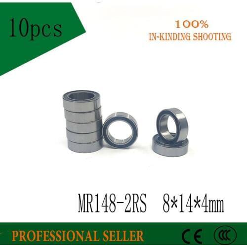 Free Shipping 10PCS MR148-2RS 8*14*4mm CGR15 Double Rubber Sealing Cover Miniature Deep Groove Ball Bearing MR148 2RS