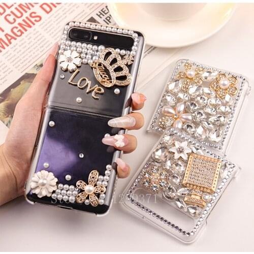 For Samsung Galaxy Z Flip 5G 4G Perfume Bottle Bling Crystal Diamond Case Cover Fashion DIY Flower Crown Fundas For Z Flip 3