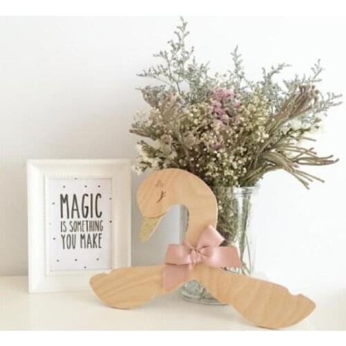 Wooden Hanger Swan, Silk Bow, Racks For Childrens Clothes, Scandinavian Style, Childrens Room, Decorative Hooks Drop Ship