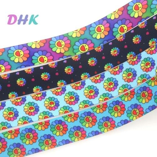DHK 50yards Smile Printed Grosgrain Ribbon Accessory Hairbow Headwear Decoration DIY OEM Wholesale S1543