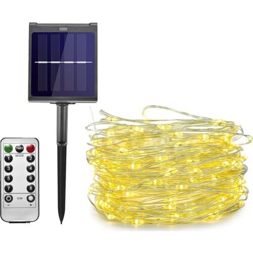 Dimmable 11m/21m LED Outdoor Solar Light with 8mode Remote Control for Holiday Christmas Party Garland Solar Garden Light