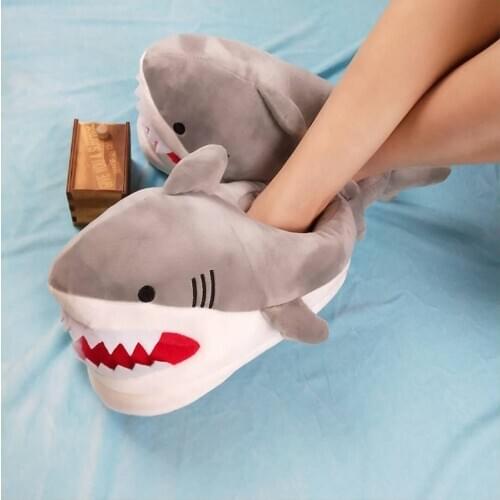Designer shark slippers for girls ladies winter house fur slides for women indoor slippers shoes female