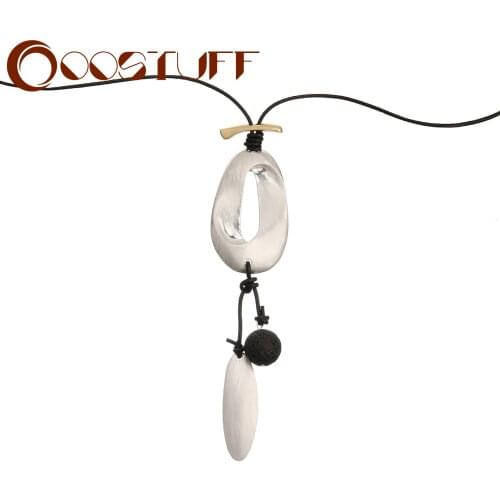 Silver Color Long Chains Necklace with Geometry Suspension Pendants for Woman Statement Decorative Jewelry for Women Accessories