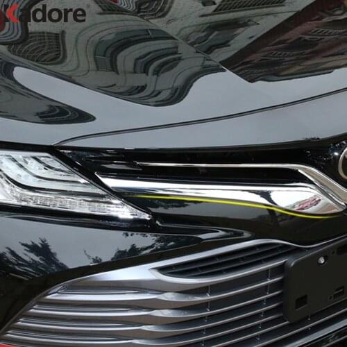 For Toyota Camry XV70 2017 2018 2019 Chrome Front Upper Bumper Racing Grille Around Cover Protector Strip Trim Car Accessories